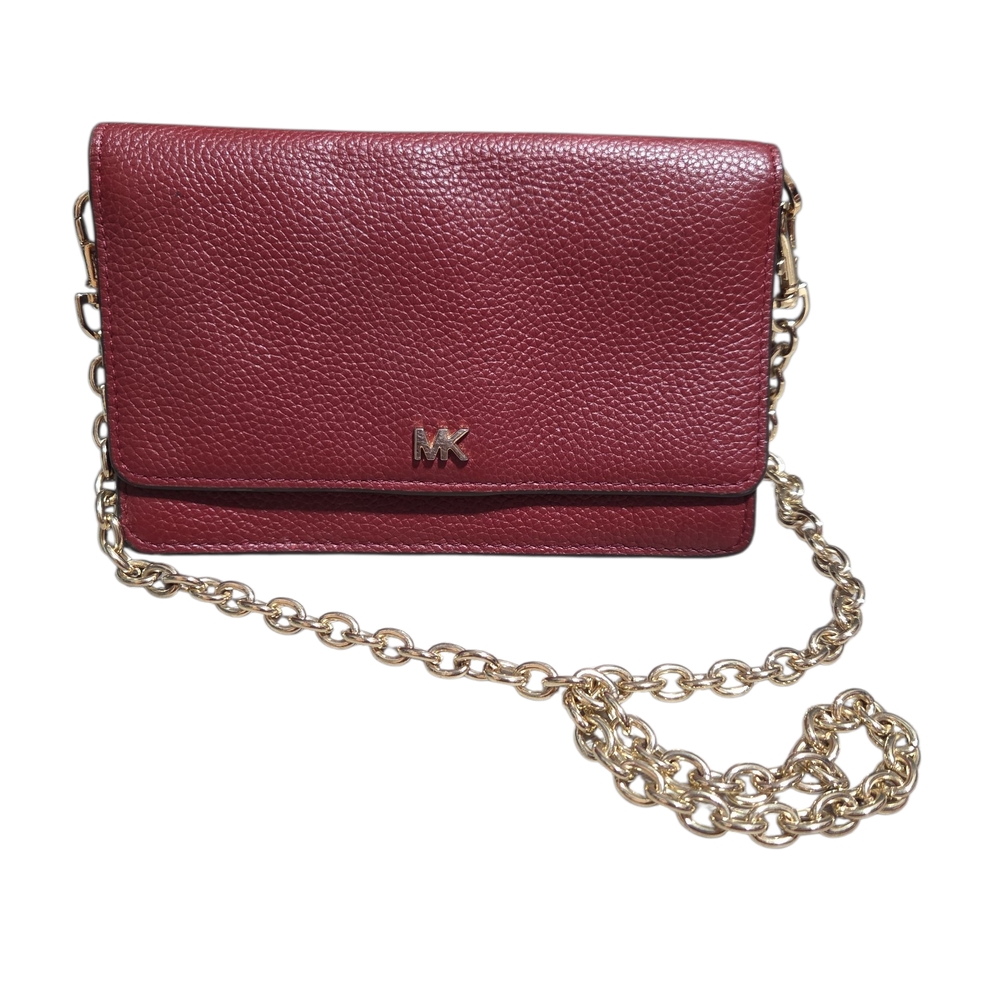 Michael Kors Wine Red Crossbody Bag with Gold Chain